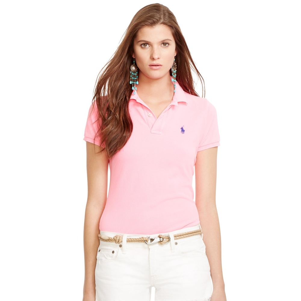 Ralph Lauren Pink Polo Shirt Small Mint Blur Logo